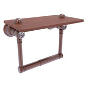  Carolina Crystal Collection Two Post Toilet Paper Holder with Wood Shelf in Antique Copper, 6-1/2'' W x 7'' D x 4'' H