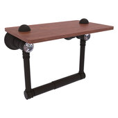  Carolina Crystal Collection Two Post Toilet Paper Holder with Wood Shelf in Oil Rubbed Bronze, 6-1/2'' W x 7'' D x 4'' H