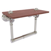  Carolina Crystal Collection Two Post Toilet Paper Holder with Wood Shelf in Satin Nickel, 6-1/2'' W x 7'' D x 4'' H