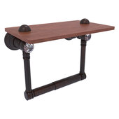  Carolina Crystal Collection Two Post Toilet Paper Holder with Wood Shelf in Venetian Bronze, 6-1/2'' W x 7'' D x 4'' H