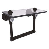  Carolina Crystal Collection 2-Post Toilet Paper Holder with Glass Shelf in Oil Rubbed Bronze, 6-1/2'' W x 7'' D x 4'' H