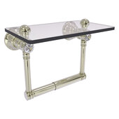  Carolina Crystal Collection 2-Post Toilet Paper Holder with Glass Shelf in Polished Nickel, 6-1/2'' W x 7'' D x 4'' H