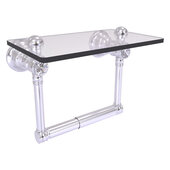  Carolina Crystal Collection 2-Post Toilet Paper Holder with Glass Shelf in Satin Chrome, 6-1/2'' W x 7'' D x 4'' H