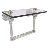  Carolina Crystal Collection 2-Post Toilet Paper Holder with Glass Shelf in Satin Nickel, 6-1/2'' W x 7'' D x 4'' H