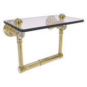  Carolina Crystal Collection 2-Post Toilet Paper Holder with Glass Shelf in Unlacquered Brass, 6-1/2'' W x 7'' D x 4'' H