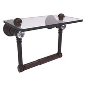  Carolina Crystal Collection 2-Post Toilet Paper Holder with Glass Shelf in Venetian Bronze, 6-1/2'' W x 7'' D x 4'' H