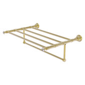  Carolina Crystal Collection 24'' Towel Shelf with Integrated Towel Bar in Unlacquered Brass, 26'' W x 13-11/16'' D x 6-1/2'' H