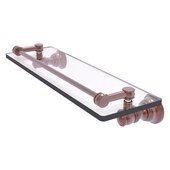  Carolina Collection 16'' Glass Shelf with Gallery Rail in Antique Copper, 16'' W x 5-9/16'' D x 3-5/16'' H