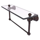  Carolina Collection 16'' Glass Shelf with Integrated Towel Bar in Antique Bronze, 16'' W x 5-9/16'' D x 7'' H
