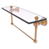  Carolina Collection 16'' Glass Shelf with Integrated Towel Bar in Brushed Bronze, 16'' W x 5-9/16'' D x 7'' H