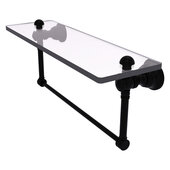  Carolina Collection 16'' Glass Shelf with Integrated Towel Bar in Matte Black, 16'' W x 5-9/16'' D x 7'' H