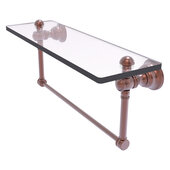  Carolina Collection 16'' Glass Shelf with Integrated Towel Bar in Antique Copper, 16'' W x 5-9/16'' D x 7'' H