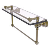  Carolina Collection 16'' Gallery Glass Shelf with Towel Bar in Antique Brass, 16'' W x 5-9/16'' D x 7-3/8'' H