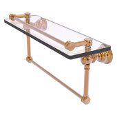  Carolina Collection 16'' Gallery Glass Shelf with Towel Bar in Brushed Bronze, 16'' W x 5-9/16'' D x 7-3/8'' H