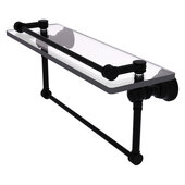  Carolina Collection 16'' Gallery Glass Shelf with Towel Bar in Matte Black, 16'' W x 5-9/16'' D x 7-3/8'' H