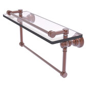  Carolina Collection 16'' Gallery Glass Shelf with Towel Bar in Antique Copper, 16'' W x 5-9/16'' D x 7-3/8'' H