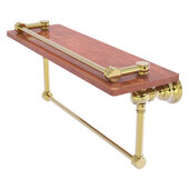  Carolina Collection 16'' Gallery Wood Shelf with Towel Bar in Unlacquered Brass, 16'' W x 5-9/16'' D x 7-3/8'' H