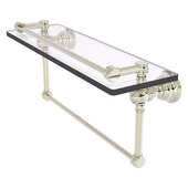  Carolina Collection 16'' Gallery Glass Shelf with Towel Bar in Polished Nickel, 16'' W x 5-9/16'' D x 7-3/8'' H