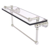  Carolina Collection 16'' Gallery Glass Shelf with Towel Bar in Satin Nickel, 16'' W x 5-9/16'' D x 7-3/8'' H