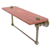  Carolina Collection 16'' Wood Shelf with Integrated Towel Bar in Antique Brass, 16'' W x 5-9/16'' D x 7'' H