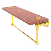  Carolina Collection 16'' Wood Shelf with Integrated Towel Bar in Polished Brass, 16'' W x 5-9/16'' D x 7'' H