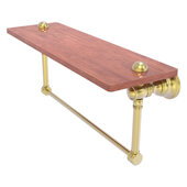  Carolina Collection 16'' Wood Shelf with Integrated Towel Bar in Satin Brass, 16'' W x 5-9/16'' D x 7'' H