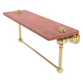  Carolina Collection 16'' Wood Shelf with Integrated Towel Bar in Unlacquered Brass, 16'' W x 5-9/16'' D x 7'' H