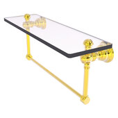  Carolina Collection 16'' Glass Shelf with Integrated Towel Bar in Polished Brass, 16'' W x 5-9/16'' D x 7'' H