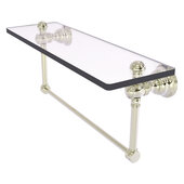  Carolina Collection 16'' Glass Shelf with Integrated Towel Bar in Polished Nickel, 16'' W x 5-9/16'' D x 7'' H