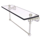  Carolina Collection 16'' Glass Shelf with Integrated Towel Bar in Satin Nickel, 16'' W x 5-9/16'' D x 7'' H