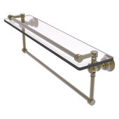  Carolina Collection 22'' Gallery Glass Shelf with Integrated Towel Bar in Antique Brass, 22'' W x 5-9/16'' D x 7-3/8'' H