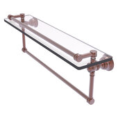  Carolina Collection 22'' Gallery Glass Shelf with Integrated Towel Bar in Antique Copper, 22'' W x 5-9/16'' D x 7-3/8'' H