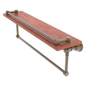  Carolina Collection 22'' Wood Gallery Shelf with Towel Bar in Antique Brass, 22'' W x 5-9/16'' D x 7-3/8'' H
