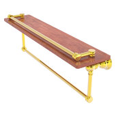  Carolina Collection 22'' Wood Gallery Shelf with Towel Bar in Polished Brass, 22'' W x 5-9/16'' D x 7-3/8'' H