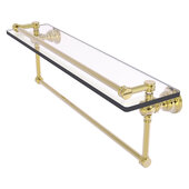  Carolina Collection 22'' Gallery Glass Shelf with Integrated Towel Bar in Unlacquered Brass, 22'' W x 5-9/16'' D x 7-3/8'' H