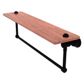  Carolina Collection 22'' Wood Shelf with Integrated Towel Bar in Matte Black, 22'' W x 5-9/16'' D x 7'' H