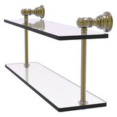  Carolina Collection 16'' Two Tiered Glass Shelf in Antique Brass, 16'' W x 5-5/8'' D x 9-3/16'' H