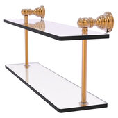  Carolina Collection 16'' Two Tiered Glass Shelf in Brushed Bronze, 16'' W x 5-5/8'' D x 9-3/16'' H