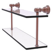  Carolina Collection 16'' Two Tiered Glass Shelf in Antique Copper, 16'' W x 5-5/8'' D x 9-3/16'' H