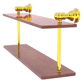  Carolina Collection 16'' Two Tiered Wood Shelf in Polished Brass, 16'' W x 5-5/8'' D x 9-3/16'' H