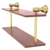  Carolina Collection 16'' Two Tiered Wood Shelf in Satin Brass, 16'' W x 5-5/8'' D x 9-3/16'' H