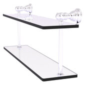  Carolina Collection 16'' Two Tiered Glass Shelf in Satin Chrome, 16'' W x 5-5/8'' D x 9-3/16'' H