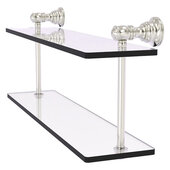  Carolina Collection 16'' Two Tiered Glass Shelf in Satin Nickel, 16'' W x 5-5/8'' D x 9-3/16'' H