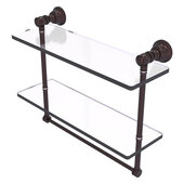  Carolina Collection 16'' Double Glass Shelf with Towel Bar in Antique Bronze, 16'' W x 5-9/16'' D x 9-1/2'' H
