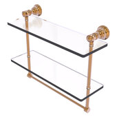  Carolina Collection 16'' Double Glass Shelf with Towel Bar in Brushed Bronze, 16'' W x 5-9/16'' D x 9-1/2'' H