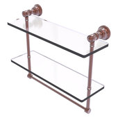  Carolina Collection 16'' Double Glass Shelf with Towel Bar in Antique Copper, 16'' W x 5-9/16'' D x 9-1/2'' H