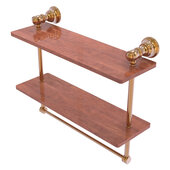  Carolina Collection 16'' Double Wood Shelf with Towel Bar in Brushed Bronze, 16'' W x 5-9/16'' D x 9-1/2'' H