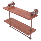  Carolina Collection 16'' Double Wood Shelf with Towel Bar in Antique Copper, 16'' W x 5-9/16'' D x 9-1/2'' H