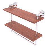  Carolina Collection 16'' Double Wood Shelf with Towel Bar in Polished Chrome, 16'' W x 5-9/16'' D x 9-1/2'' H