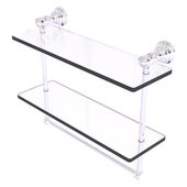  Carolina Collection 16'' Double Glass Shelf with Towel Bar in Polished Chrome, 16'' W x 5-9/16'' D x 9-1/2'' H